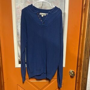Cabela's Blue Knit Sweater with Brown Buttons